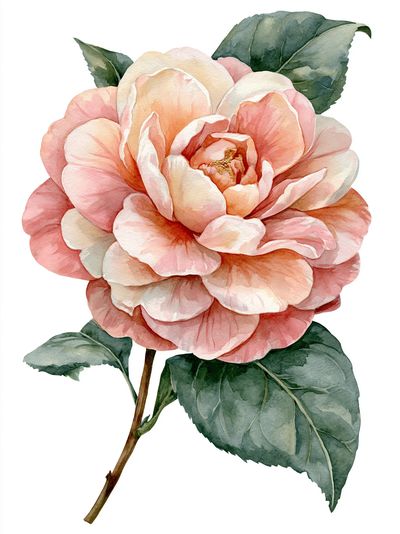 Pink Camellia Watercolor Poster.