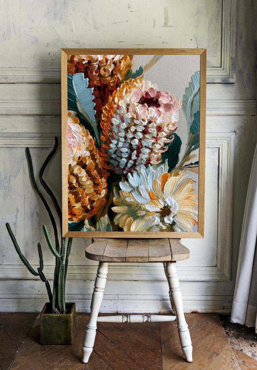 Textured Floral Bouquet Print. — room view 1
