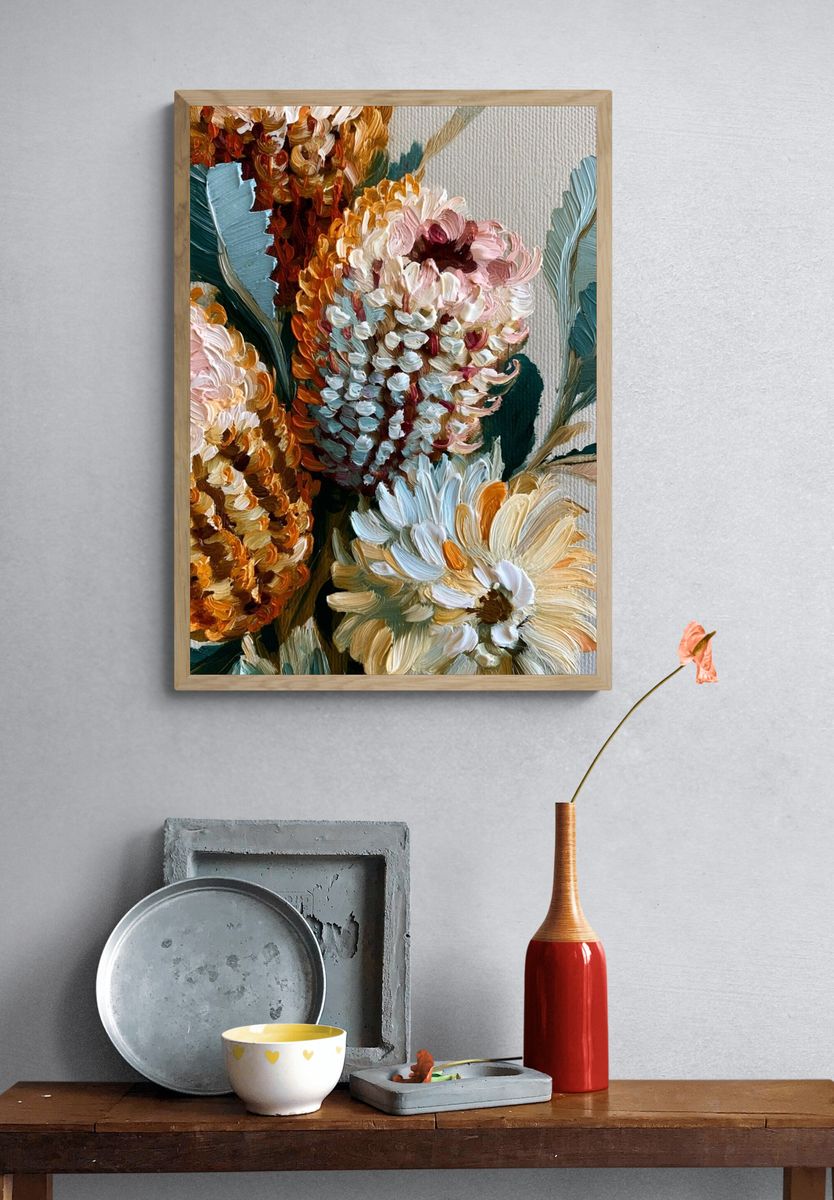 Textured Floral Bouquet Print. — room view 3