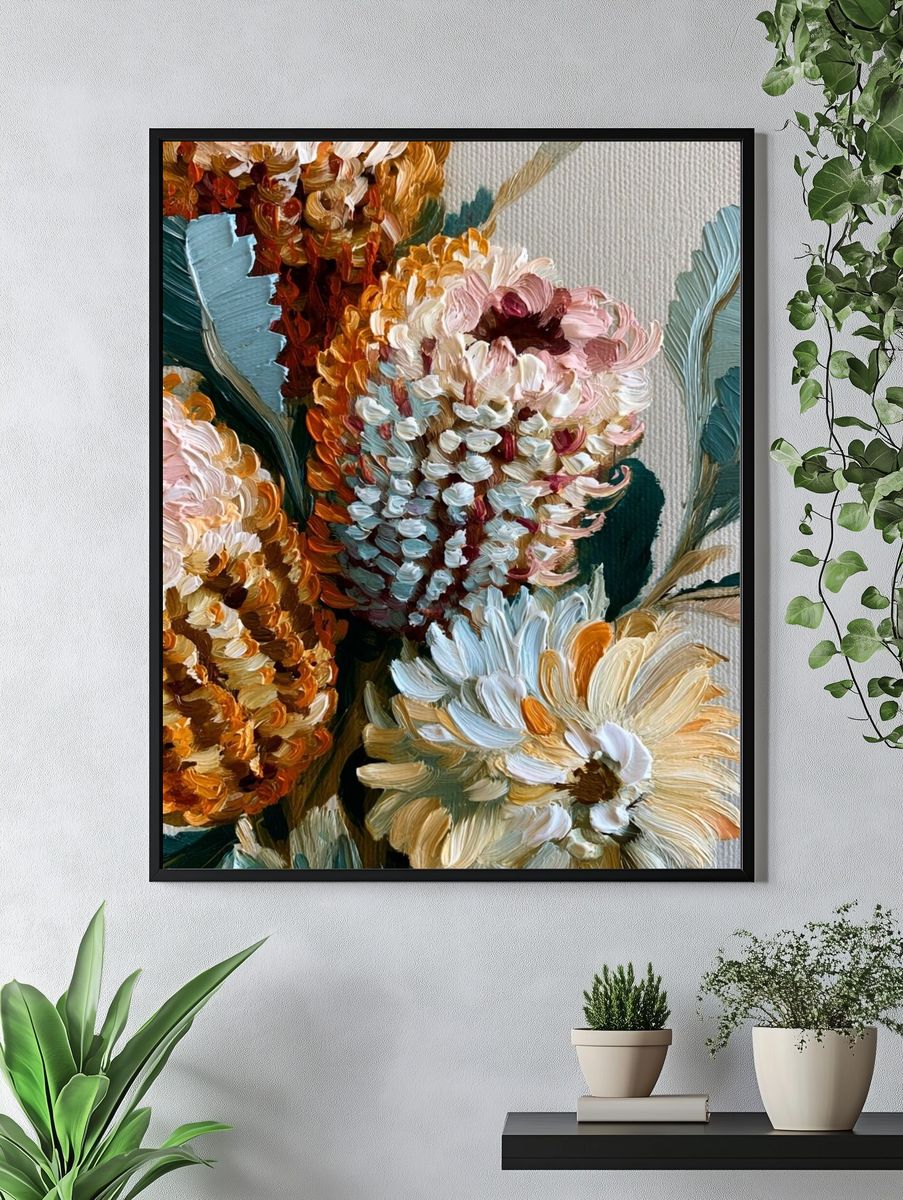 Textured Floral Bouquet Print. — room view 4