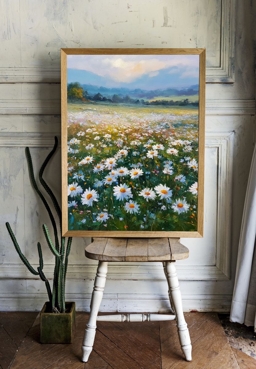Daisy Meadow Landscape Print. — room view 1