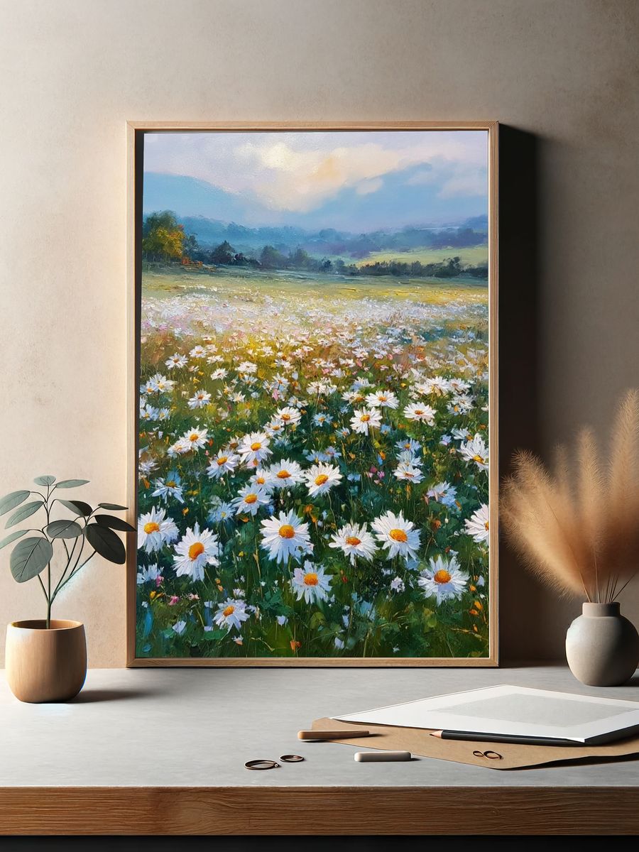 Daisy Meadow Landscape Print. — room view 2