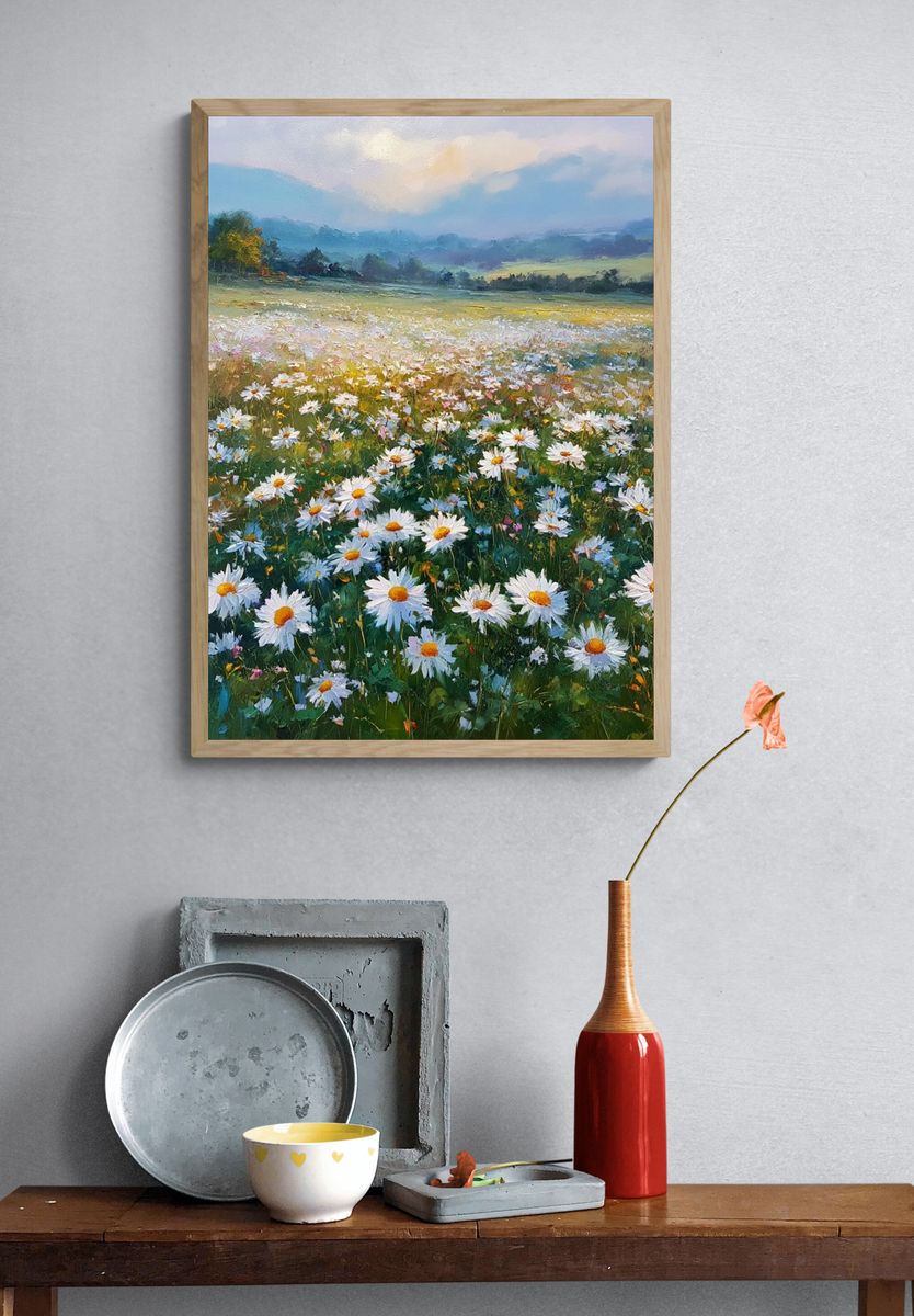Daisy Meadow Landscape Print. — room view 3