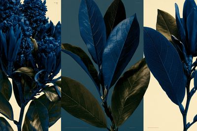 Blue Botanical Leaves Poster.