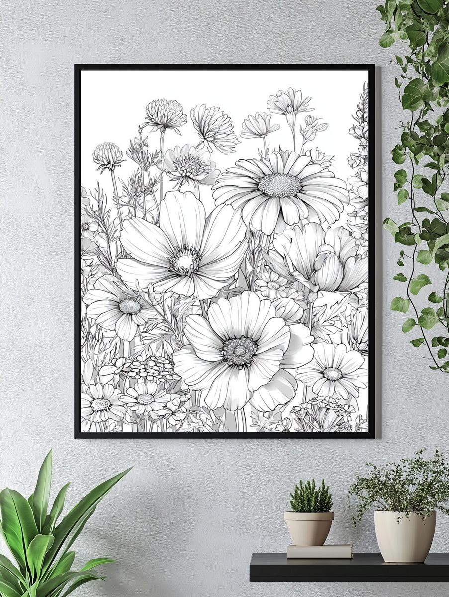 Wildflower Bouquet Botanical Print. — room view 4