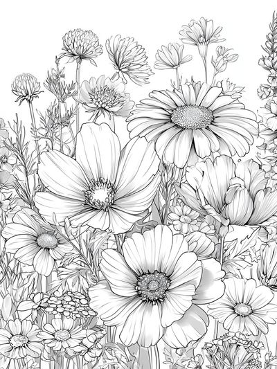 Wildflower Bouquet Botanical Print.