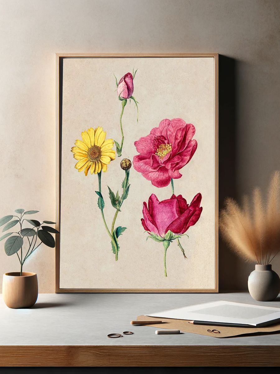 Sheet Studies French Roses Oxeye. — room view 2
