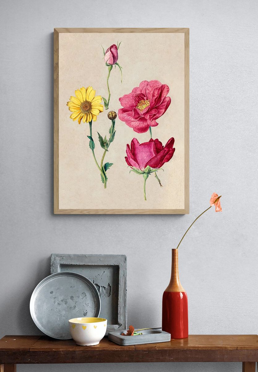Sheet Studies French Roses Oxeye. — room view 3