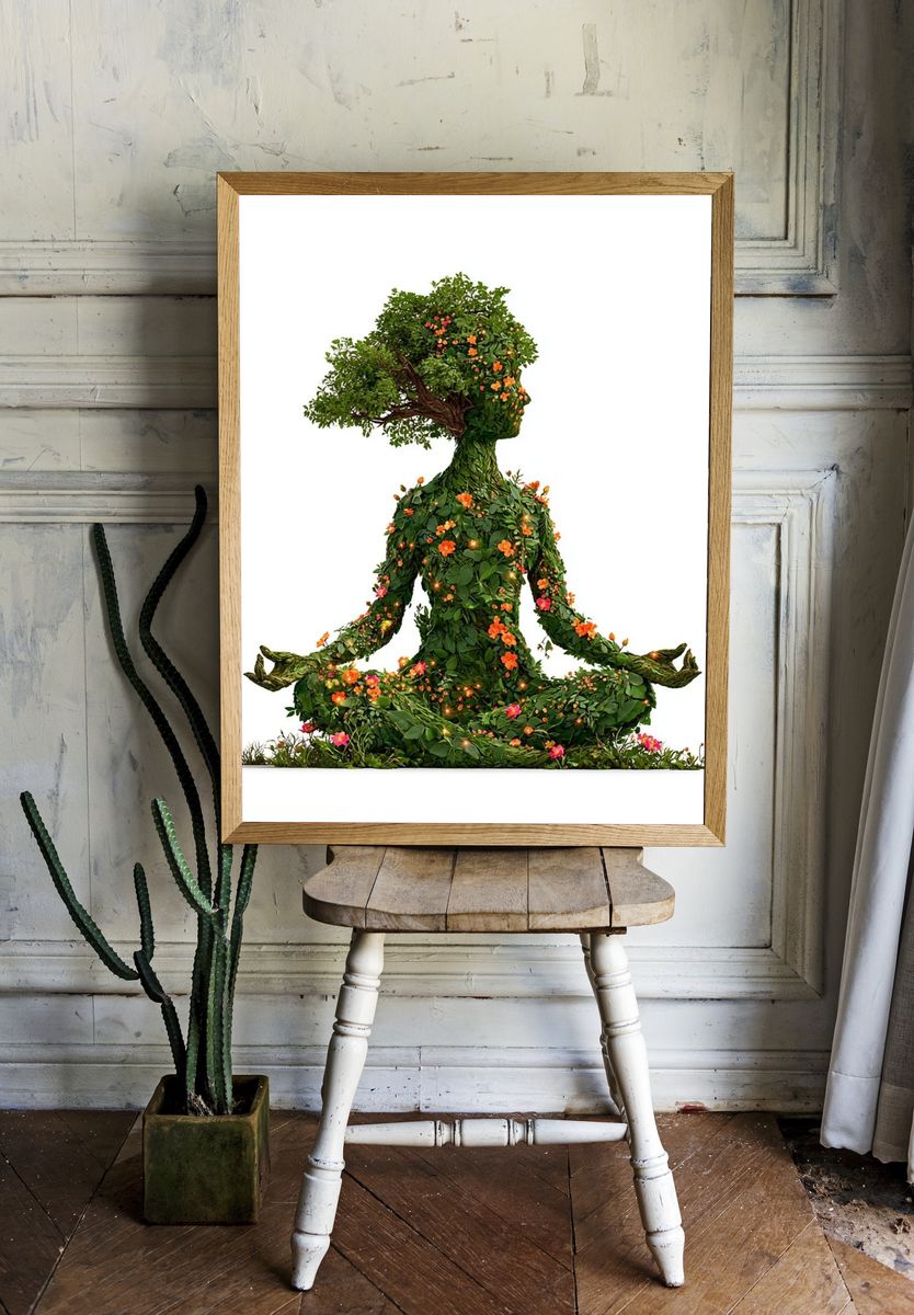 Botanical Meditation Illustration Poster. room preview