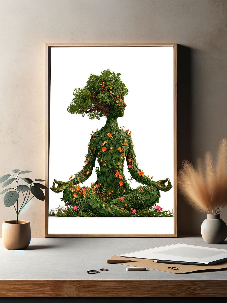 Botanical Meditation Illustration Poster. — room view 2