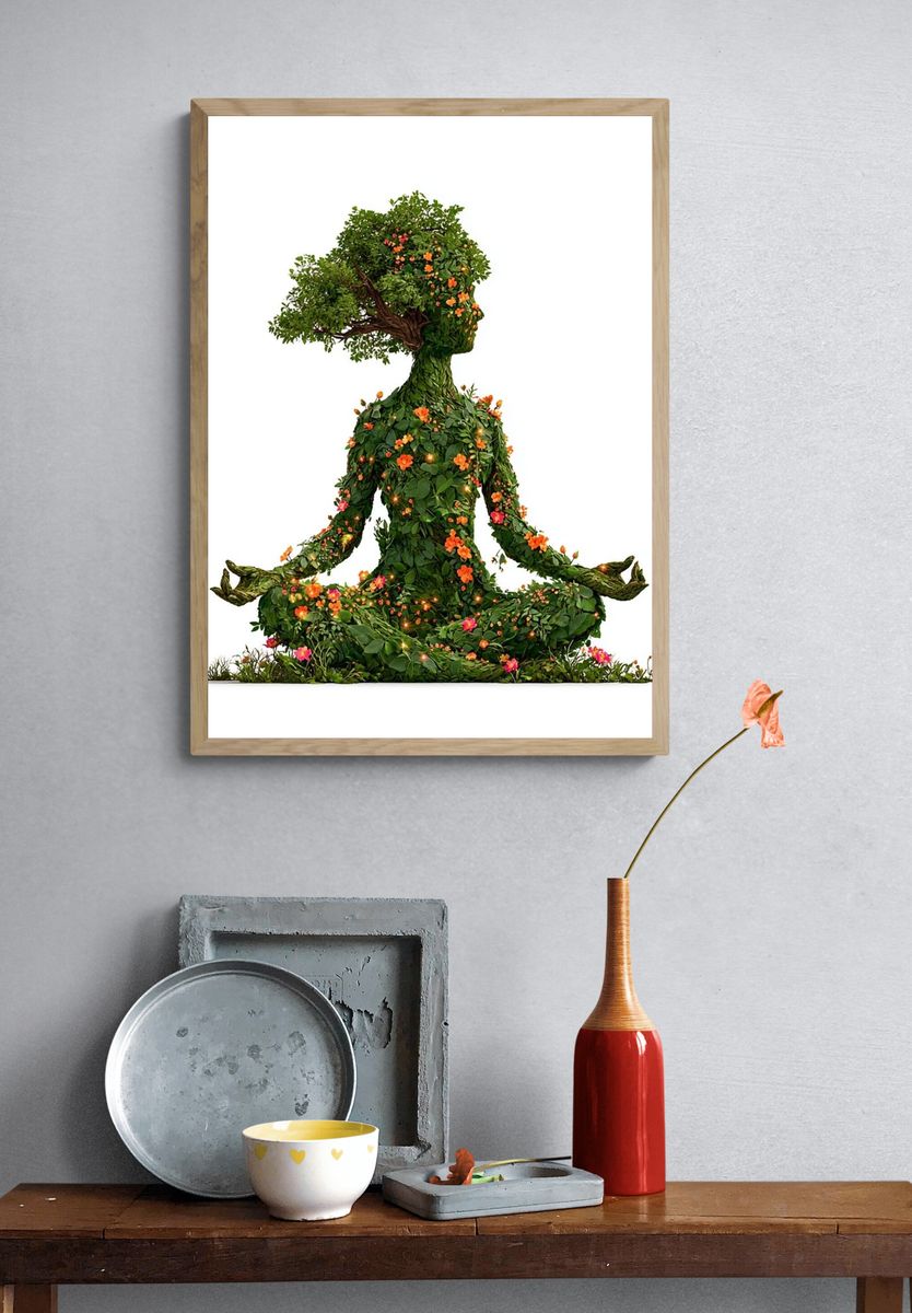 Botanical Meditation Illustration Poster. — room view 3