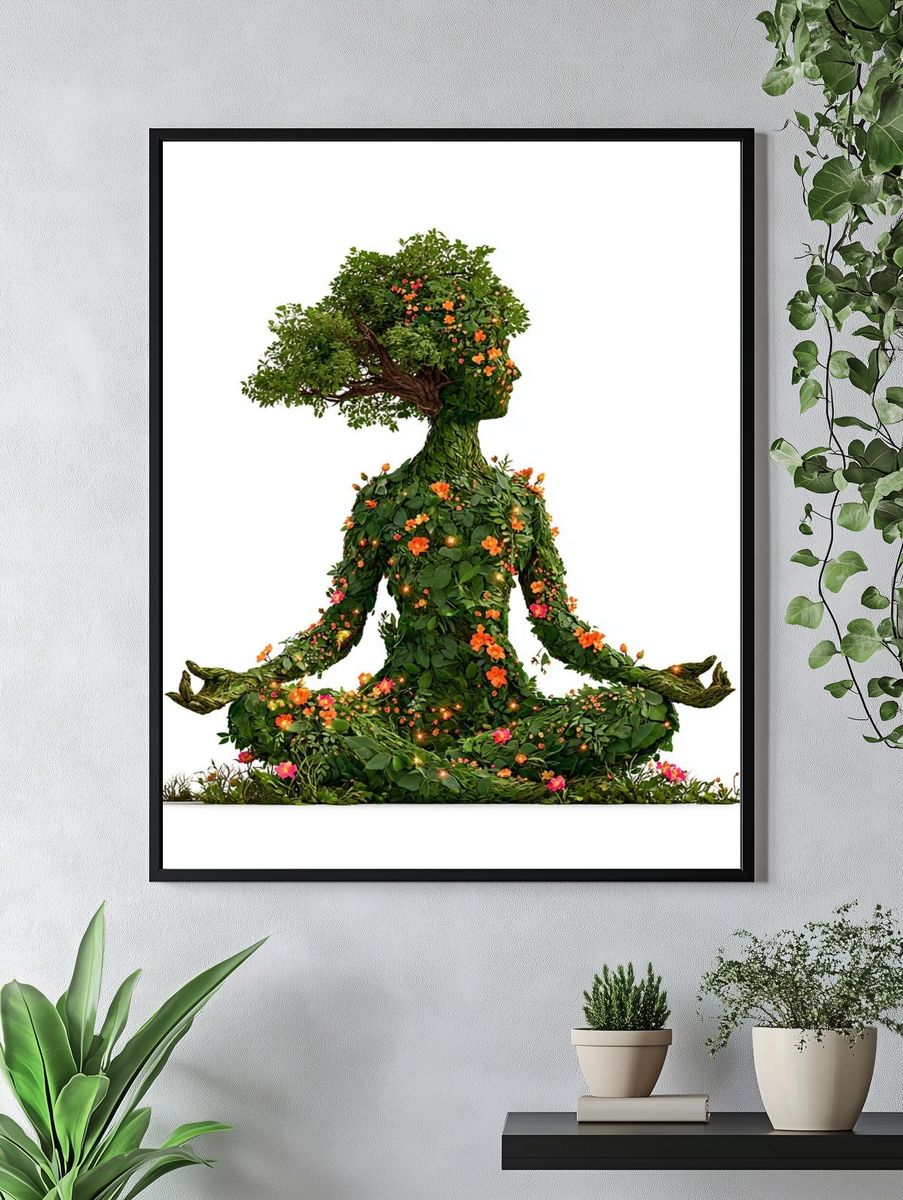 Botanical Meditation Illustration Poster. — room view 4