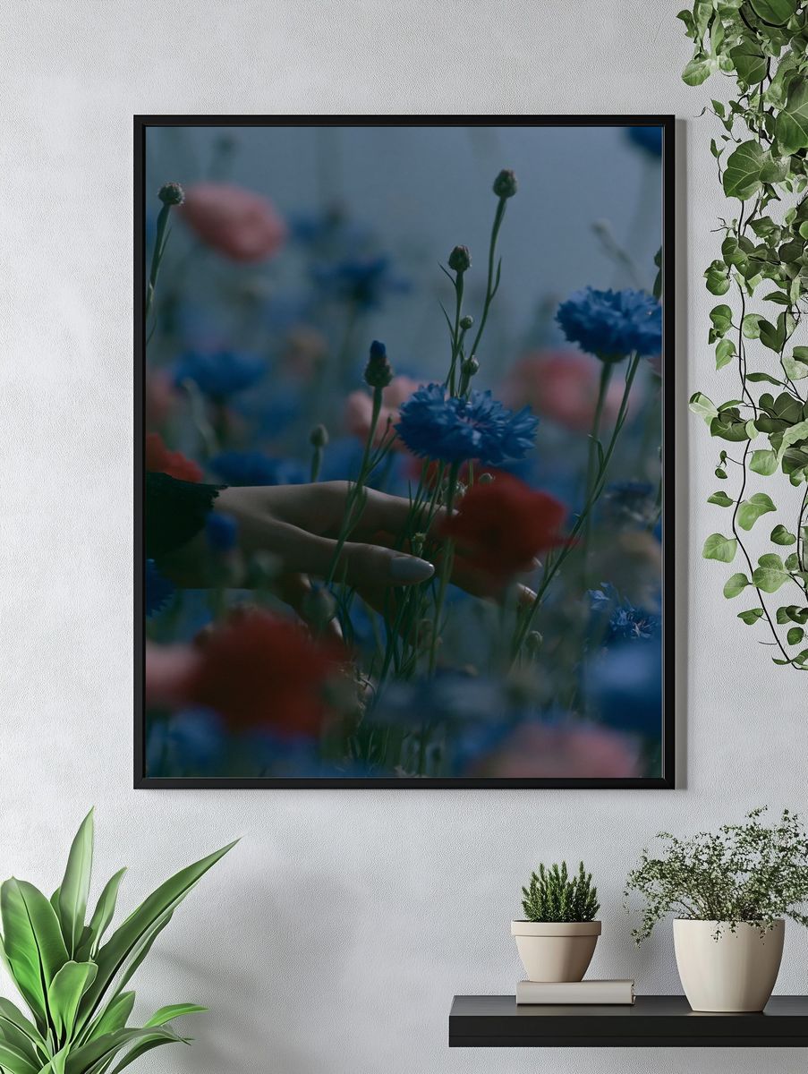 Blue Wildflowers Photography Poster. — room view 4
