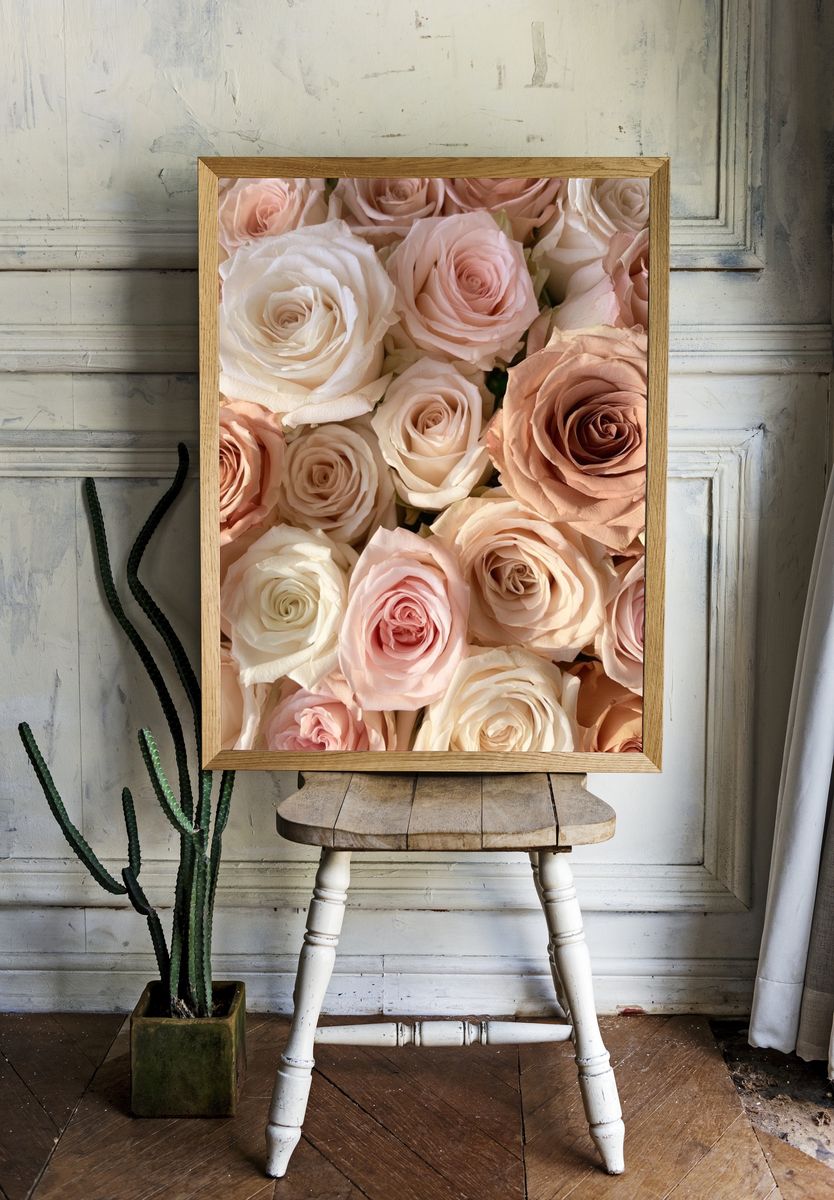 Blush Rose Bouquet Print. room preview