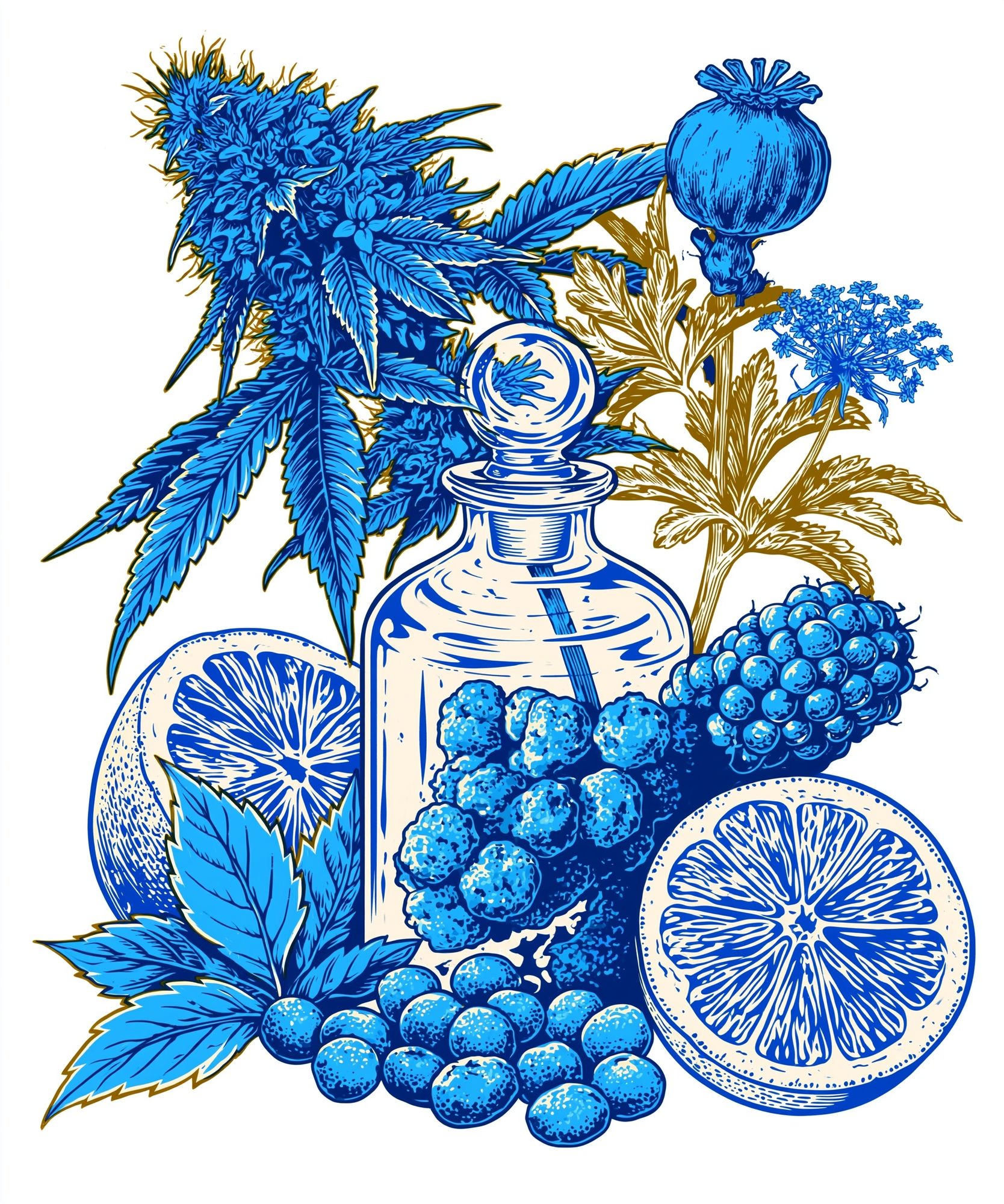 Blue Botanical Still Life Poster. poster — botanical art