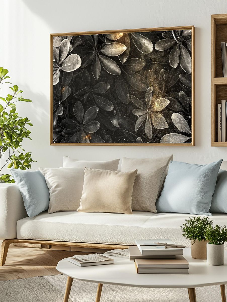 Dark gray dwarf umbrella tree. — room view 2