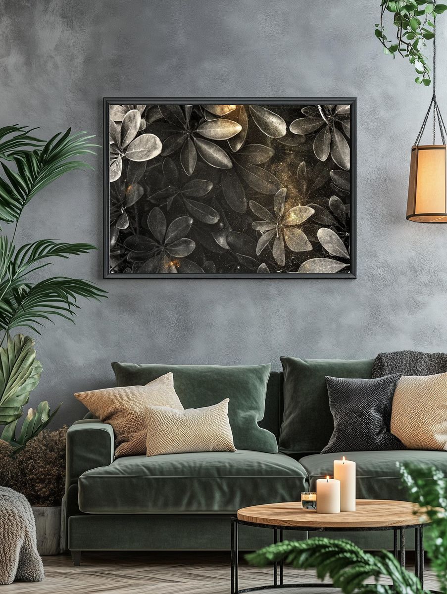 Dark gray dwarf umbrella tree. — room view 4