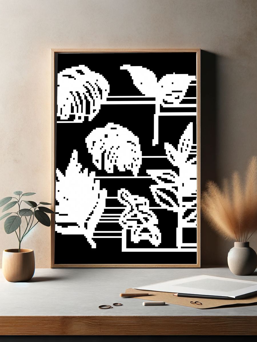 Hand drawn tillandsia musaica plant. — room view 2