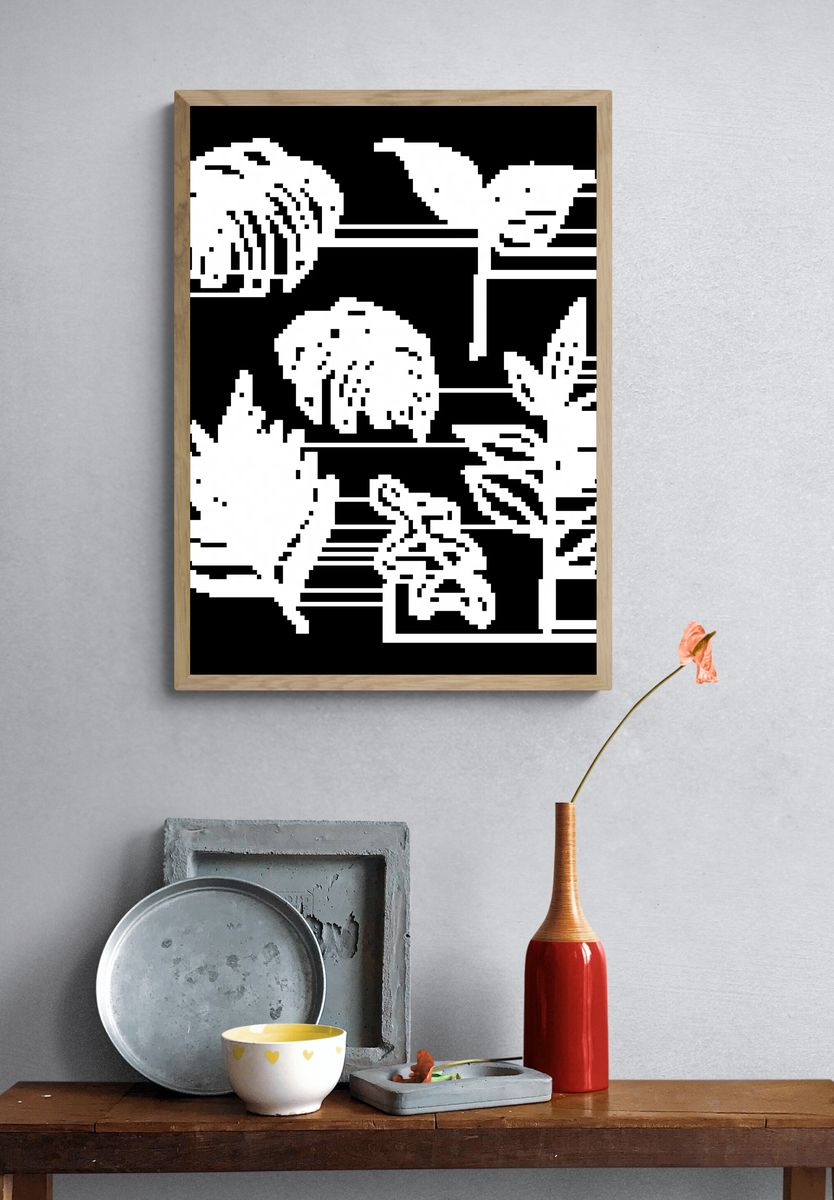 Hand drawn tillandsia musaica plant. — room view 3