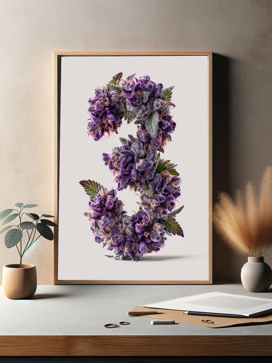 Purple Cannabis Letter C Poster. — room view 2