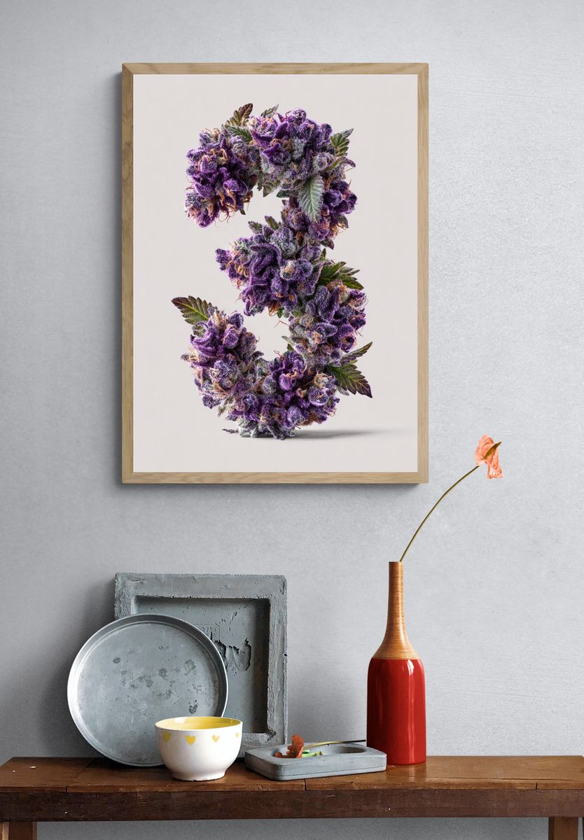 Purple Cannabis Letter C Poster. — room view 3
