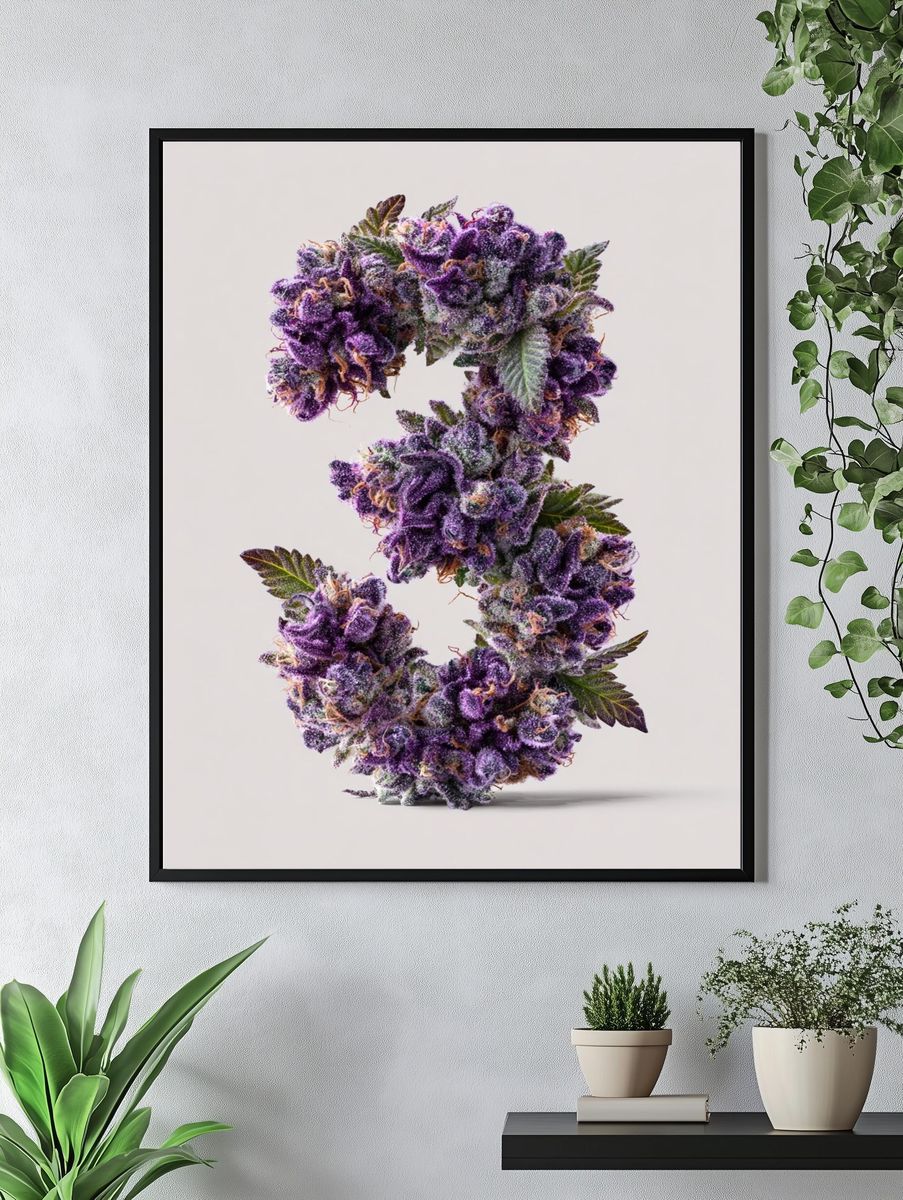 Purple Cannabis Letter C Poster. — room view 4