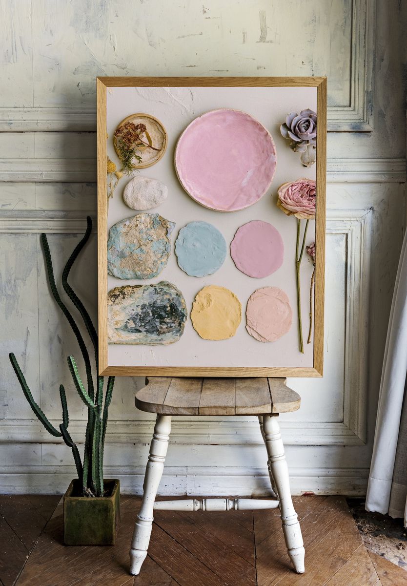 Pressed Flowers and Pastel Clay Poster. room preview