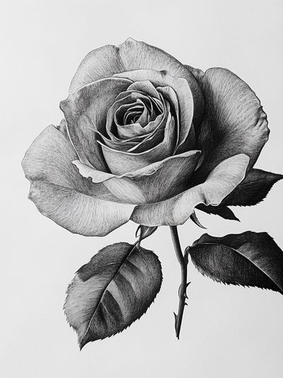 Black and White Rose Botanical Print. poster