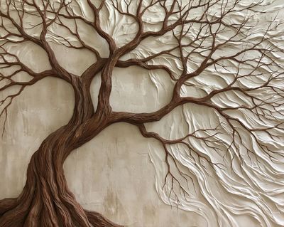 Textured Tree of Life Botanical Print.