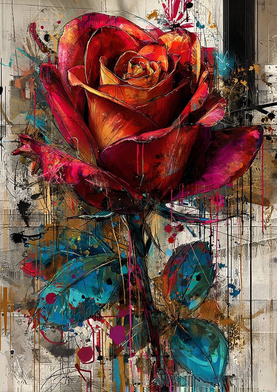 Abstract Rose Contemporary Print. poster — botanical art