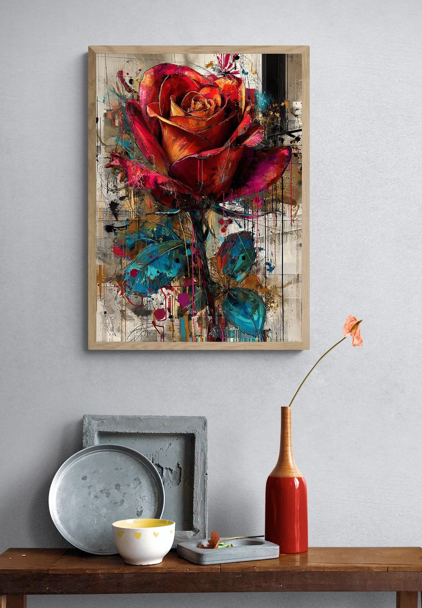 Abstract Rose Contemporary Print. — room view 3