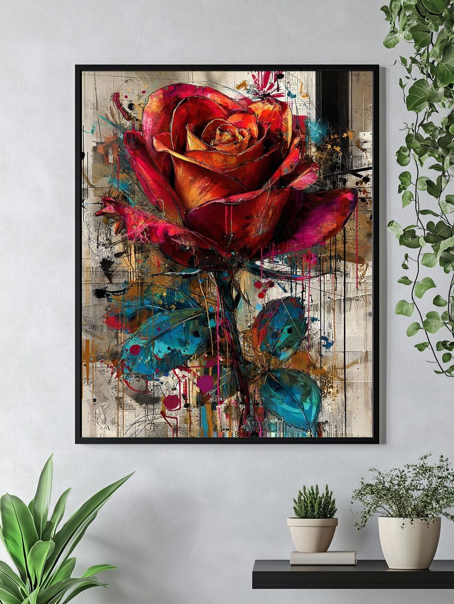 Abstract Rose Contemporary Print. — room view 4
