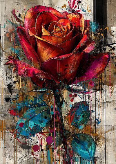 Abstract Rose Contemporary Print.