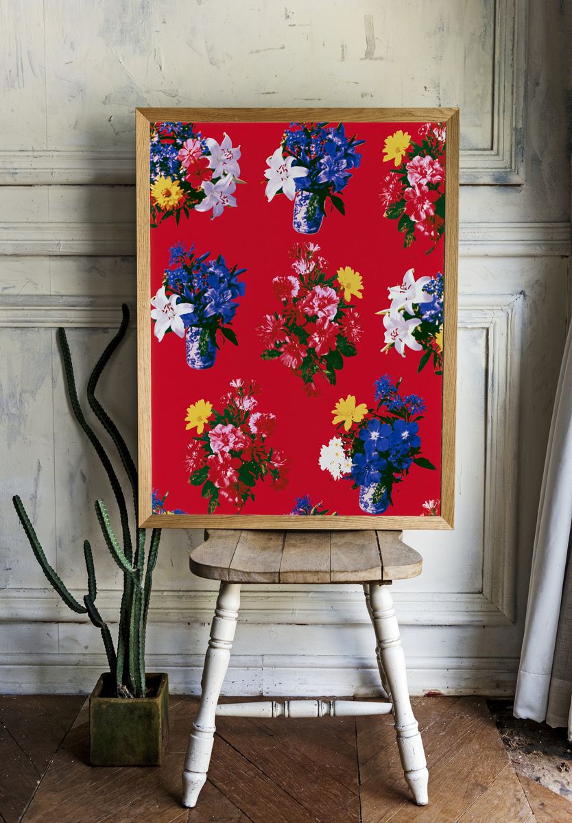 Floral Bouquet Pattern Vintage Print. — room view 1