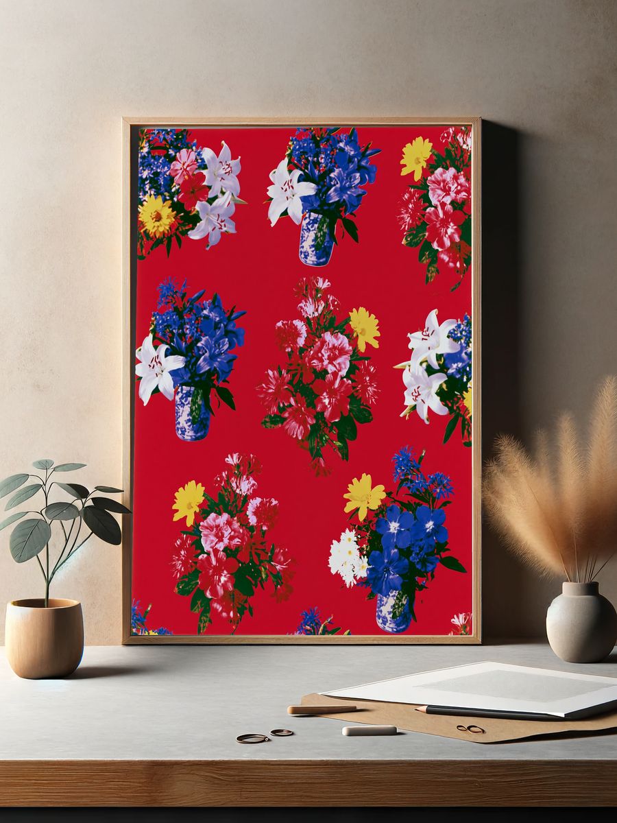 Floral Bouquet Pattern Vintage Print. — room view 2