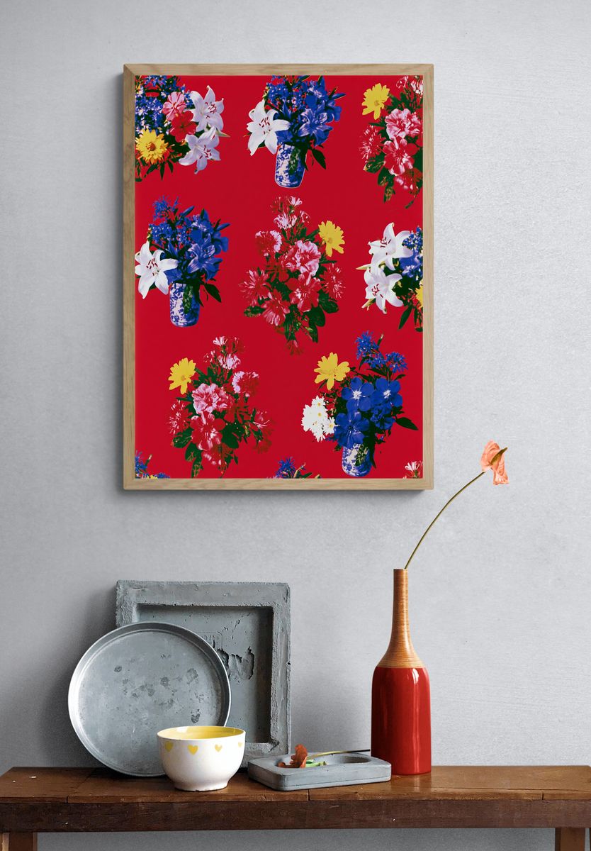 Floral Bouquet Pattern Vintage Print. — room view 3