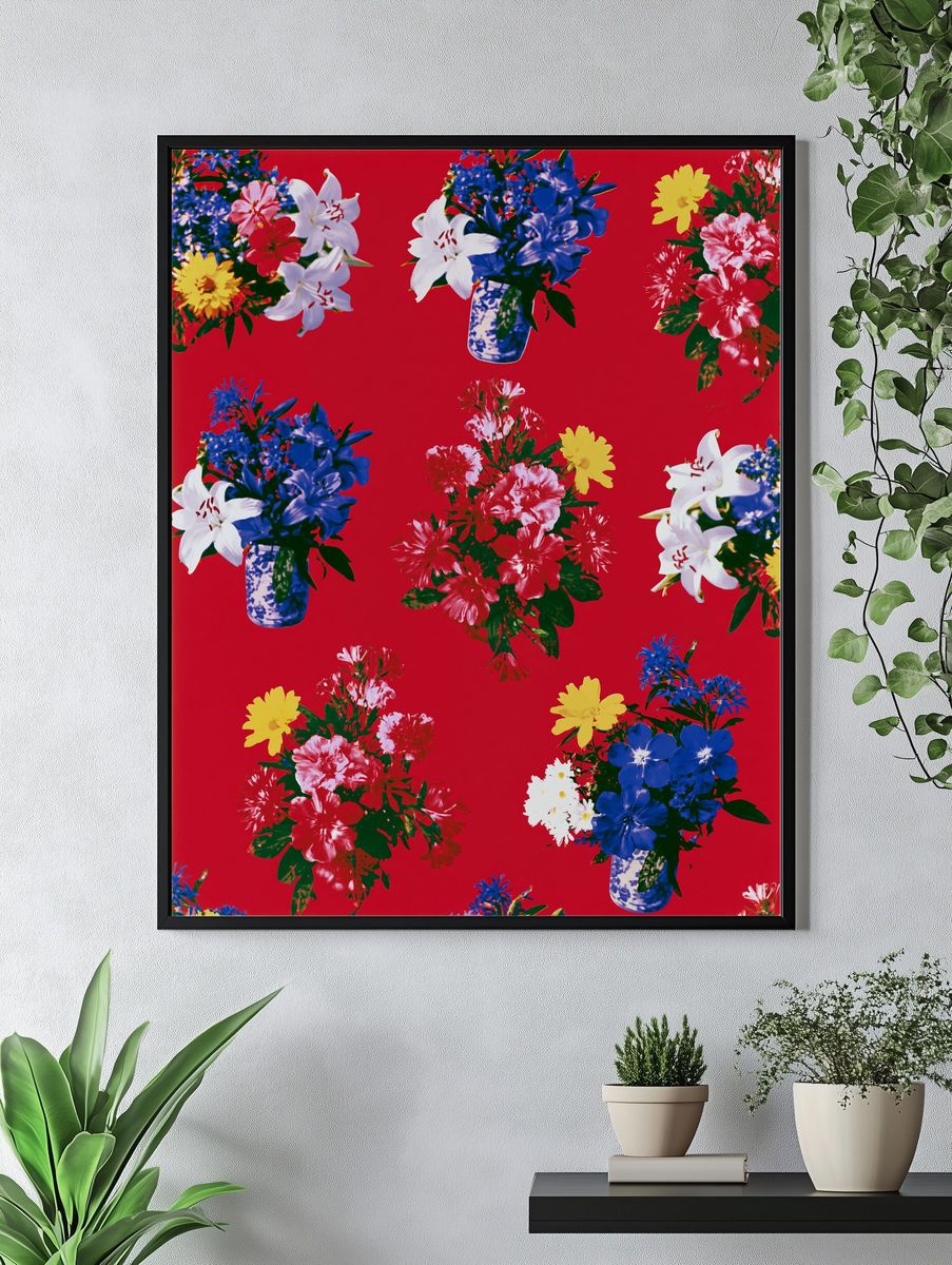 Floral Bouquet Pattern Vintage Print. — room view 4