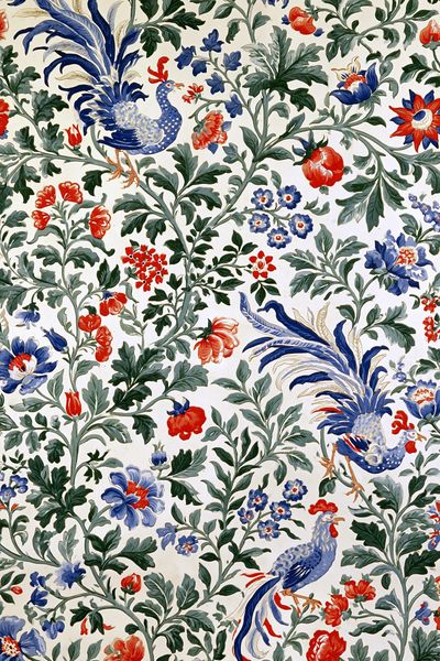 Chinoiserie Rooster Floral Poster.