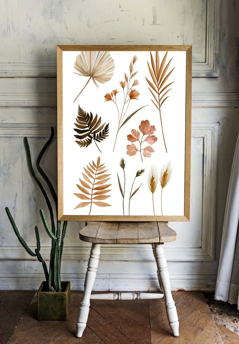 Autumn Botanical Leaves Print. — room view 1
