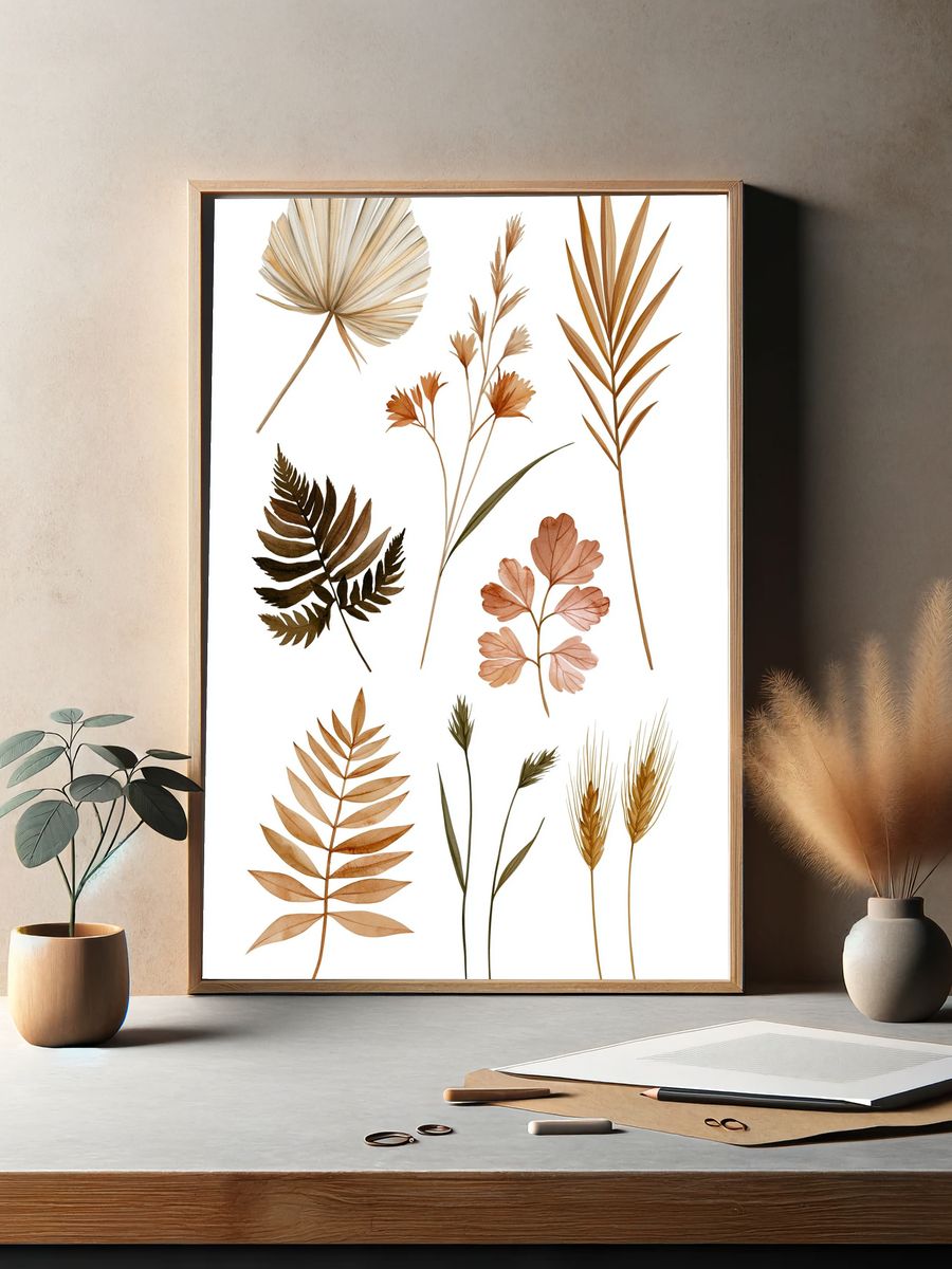 Autumn Botanical Leaves Print. — room view 2