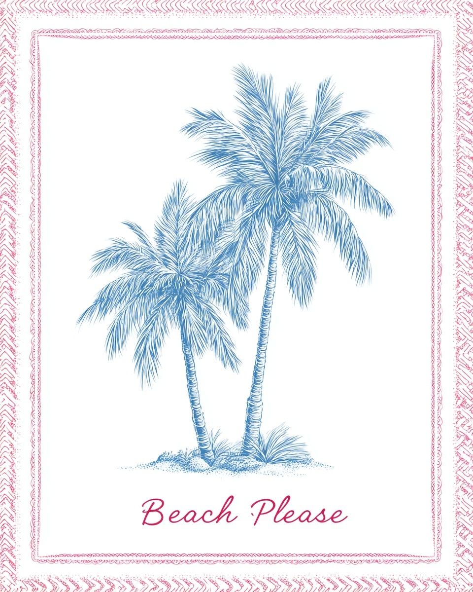 Beach Please Palm Tree Poster. poster detail