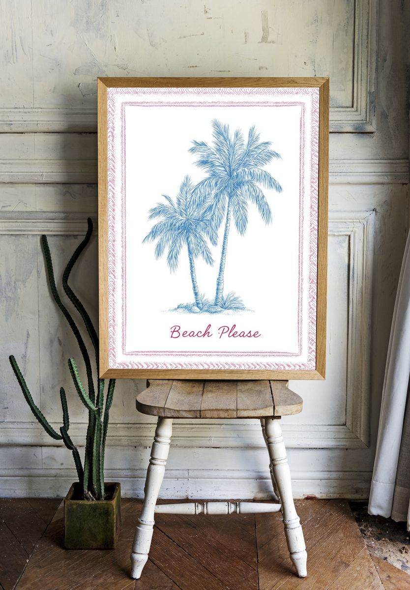 Beach Please Palm Tree Poster. room preview
