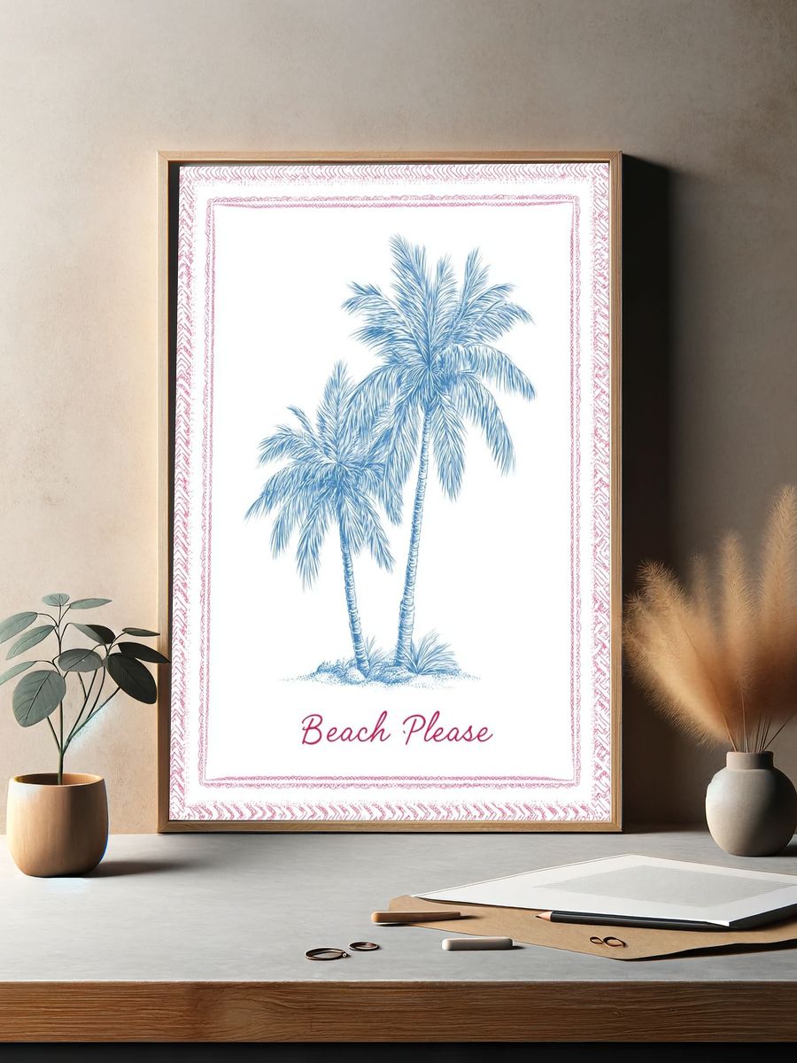 Beach Please Palm Tree Poster. — room view 2