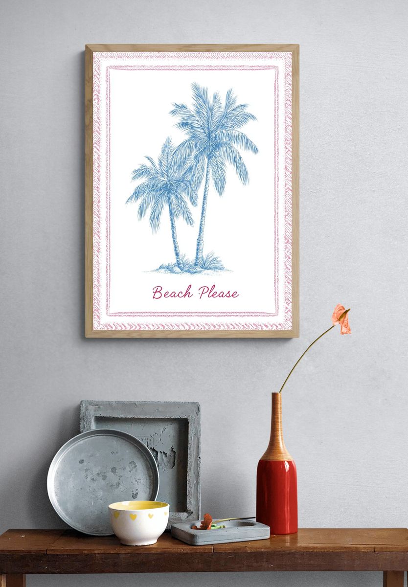 Beach Please Palm Tree Poster. — room view 3