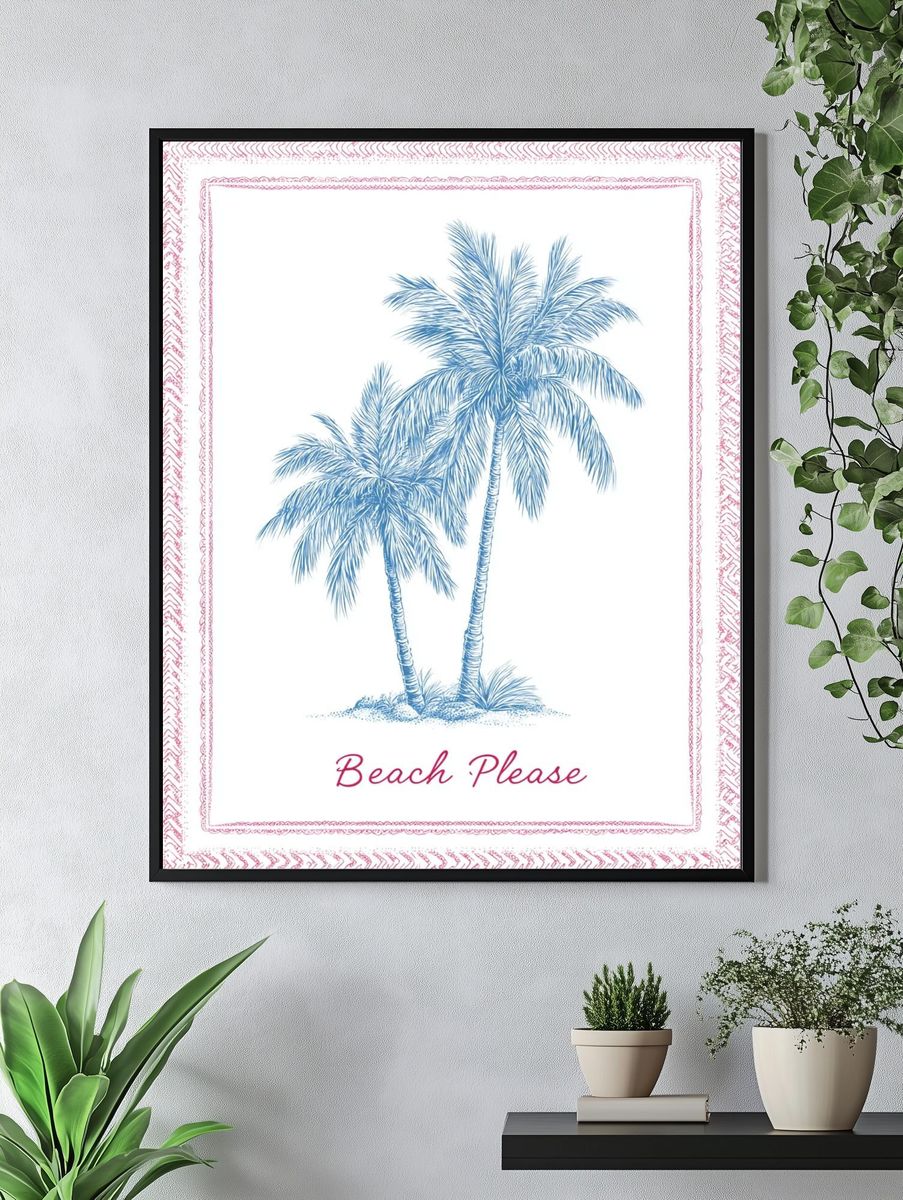 Beach Please Palm Tree Poster. — room view 4
