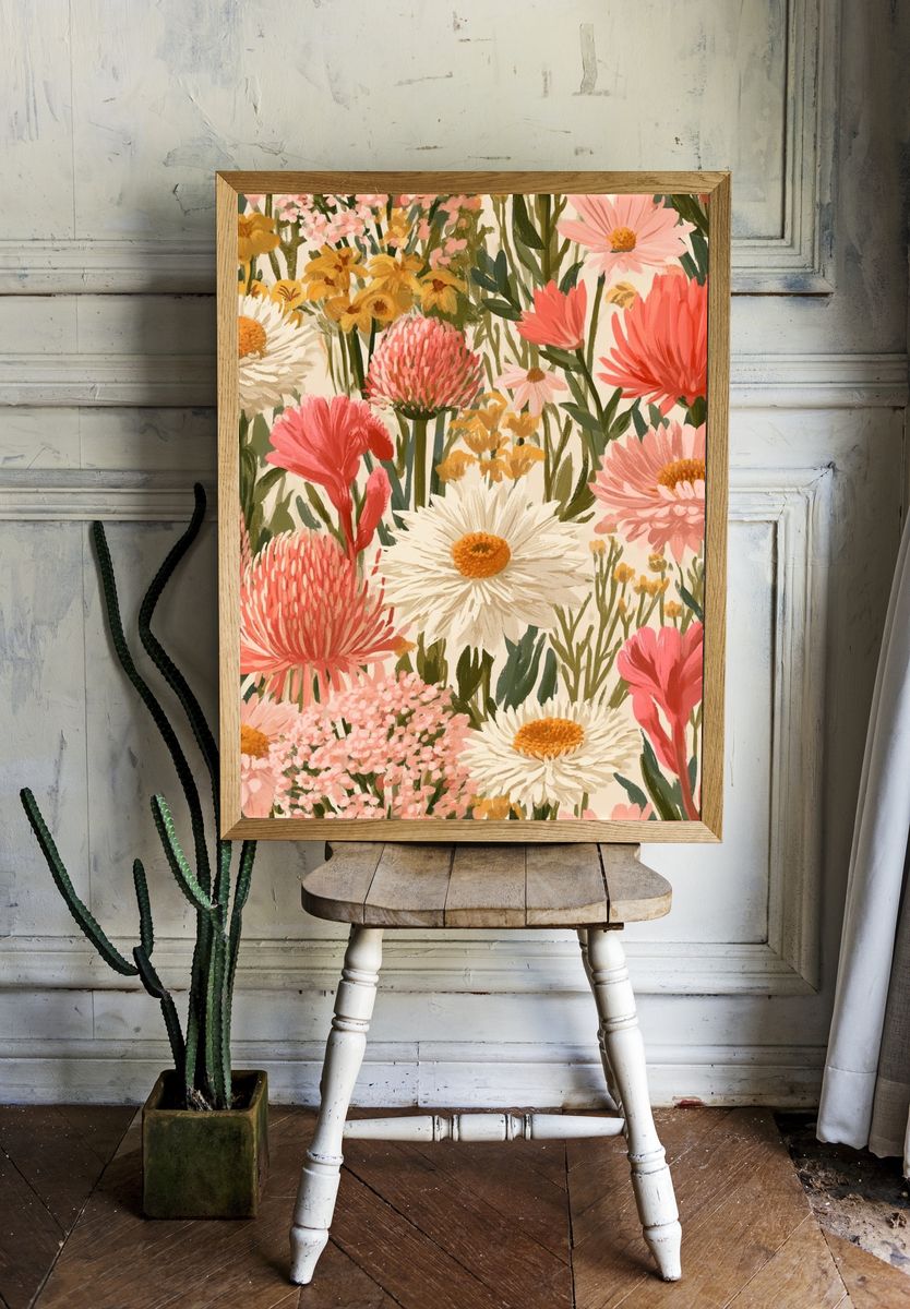 Wildflower Meadow Illustration Poster. room preview