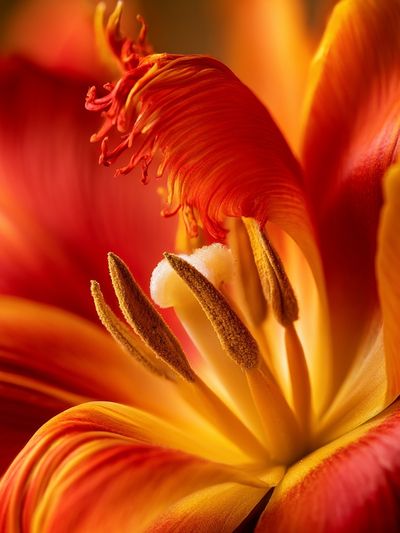 Red Tulip Macro Botanical Print.