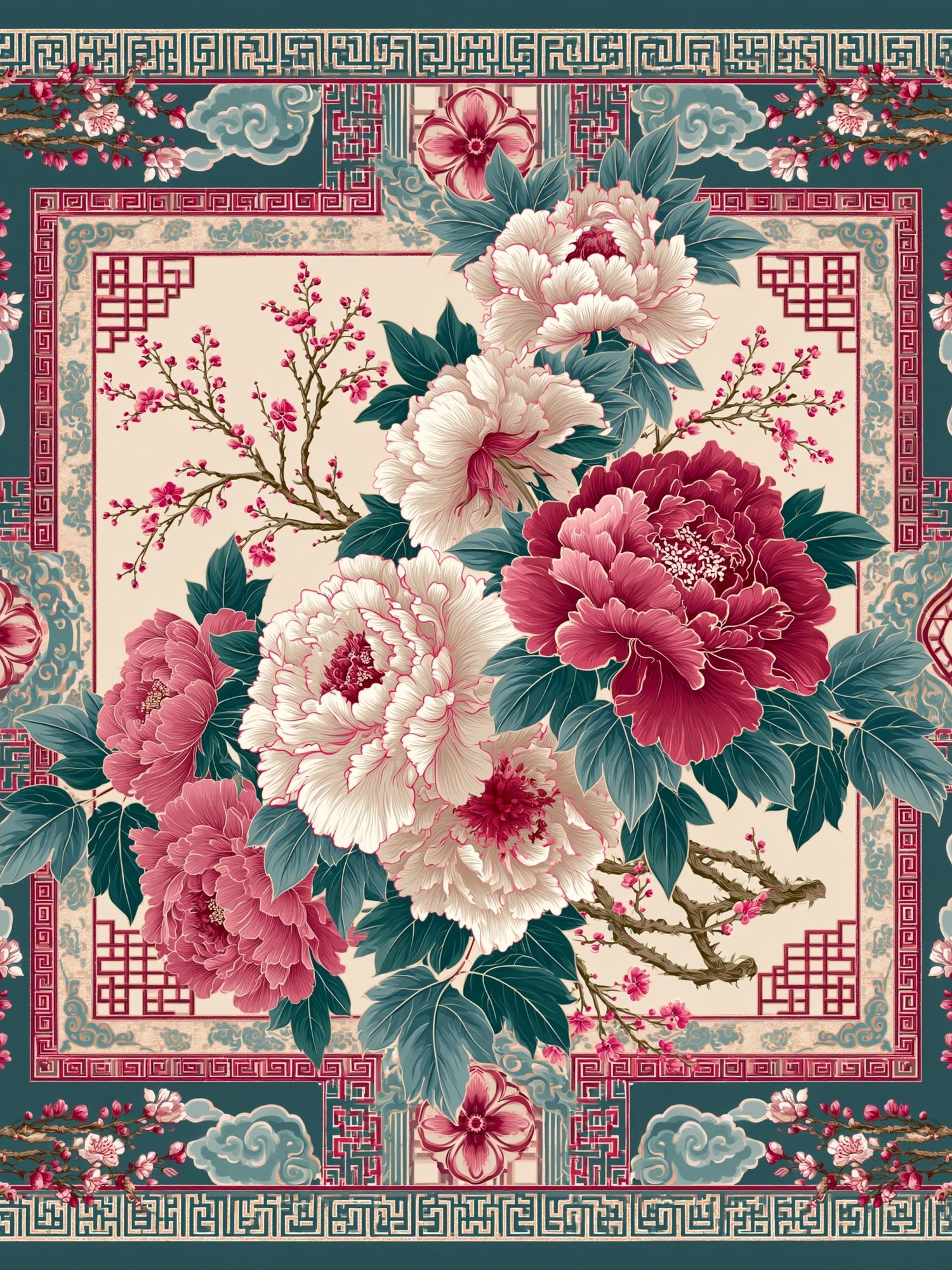 Peony Blossom Garden Print. poster — botanical art