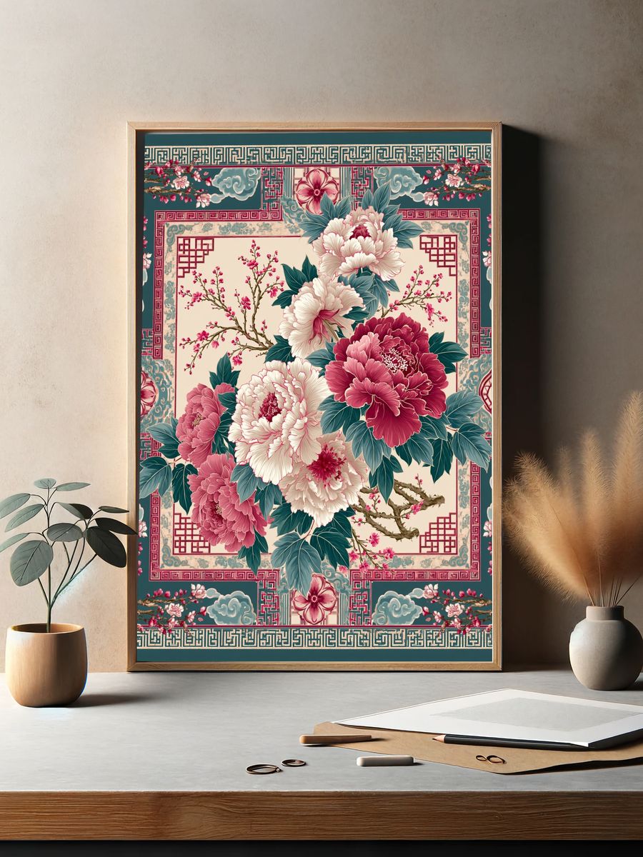Peony Blossom Garden Print. — room view 2