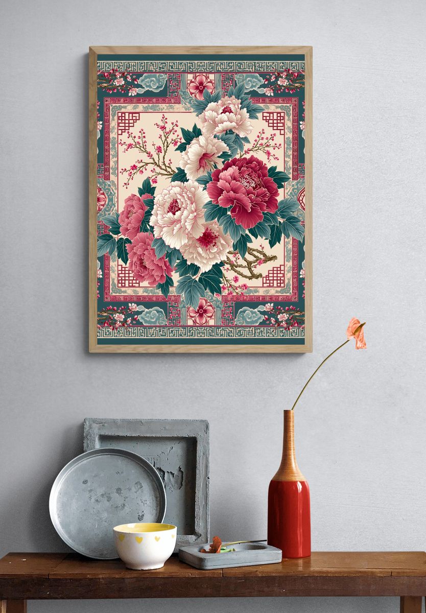 Peony Blossom Garden Print. — room view 3